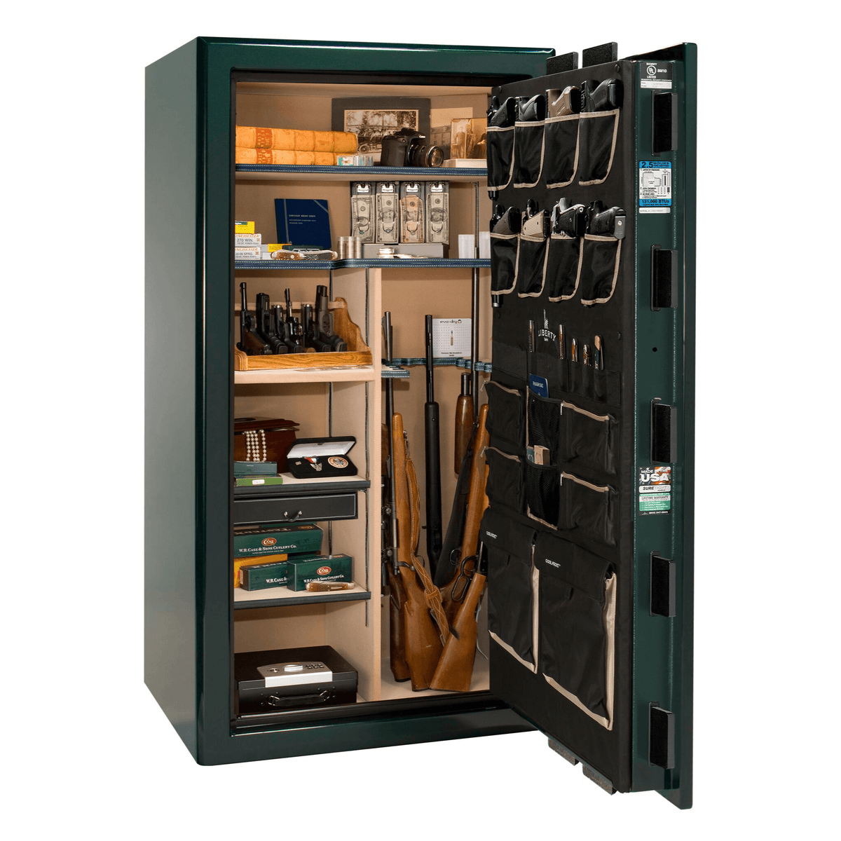 Presidential Series | Level 8 Security | 2.5 Hours Fire Protection | 40 | Dimensions: 66.5&quot;(H) x 36.25&quot;(W) x 27.75&quot;(D*) | Green Gloss | Gold Hardware | Electronic Lock